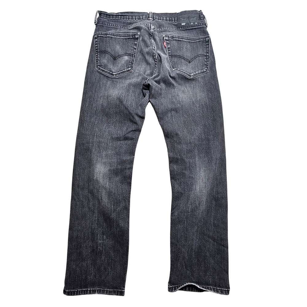Levis 505 Regular Fit Jeans Mens 32x30 Faded Black Straight Leg Denim 00505-1327